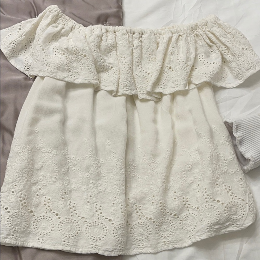 Lucky Brand White Off the Shoulder Top
